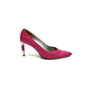 CHARLES JOURDAN | Vintage Y2K pink embossed leather pointed toe stilettos
